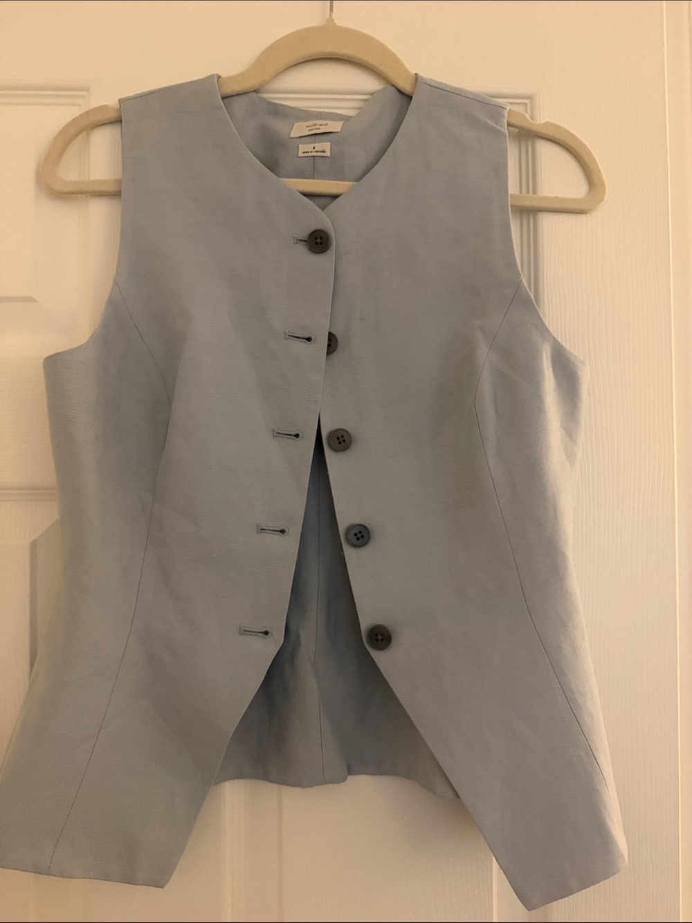 Aritzia Pale Blue Sleeveless Button Vest
